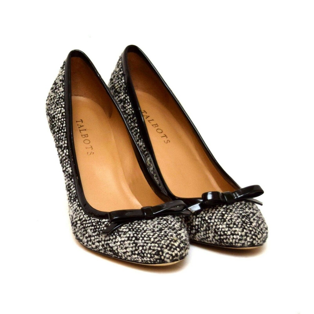 Talbots Pumps Heels Shoes Gray Black Slip On 8.5M
